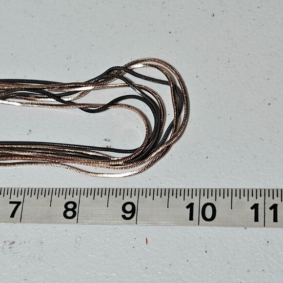 Elegant Multi-Strand Rose Gold Black Snake Chain Statement Necklace Holiday - Picture 5 of 5